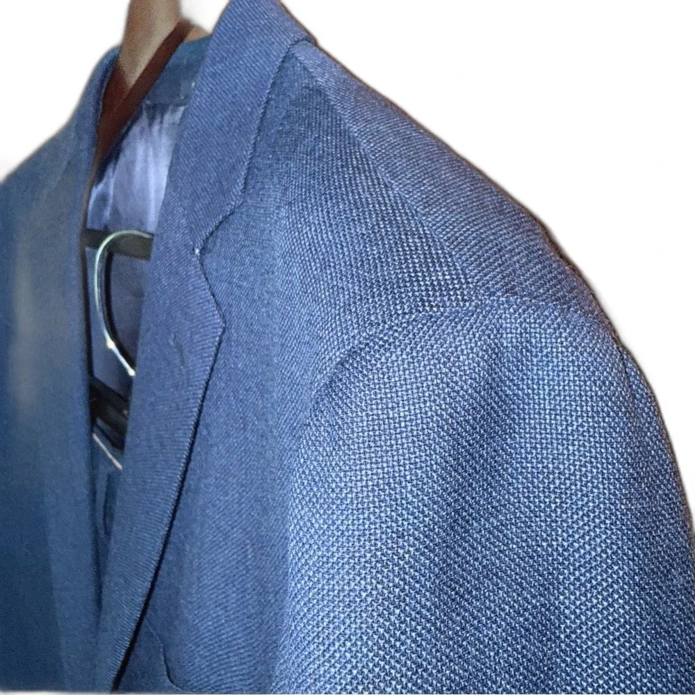 Suitsupply Havana Blue Hopsack Wool Suit 44S Reda Fabric Pants 37x28 As-Is